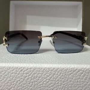 Rimless Square Gradient Sunglasses Gold Accent